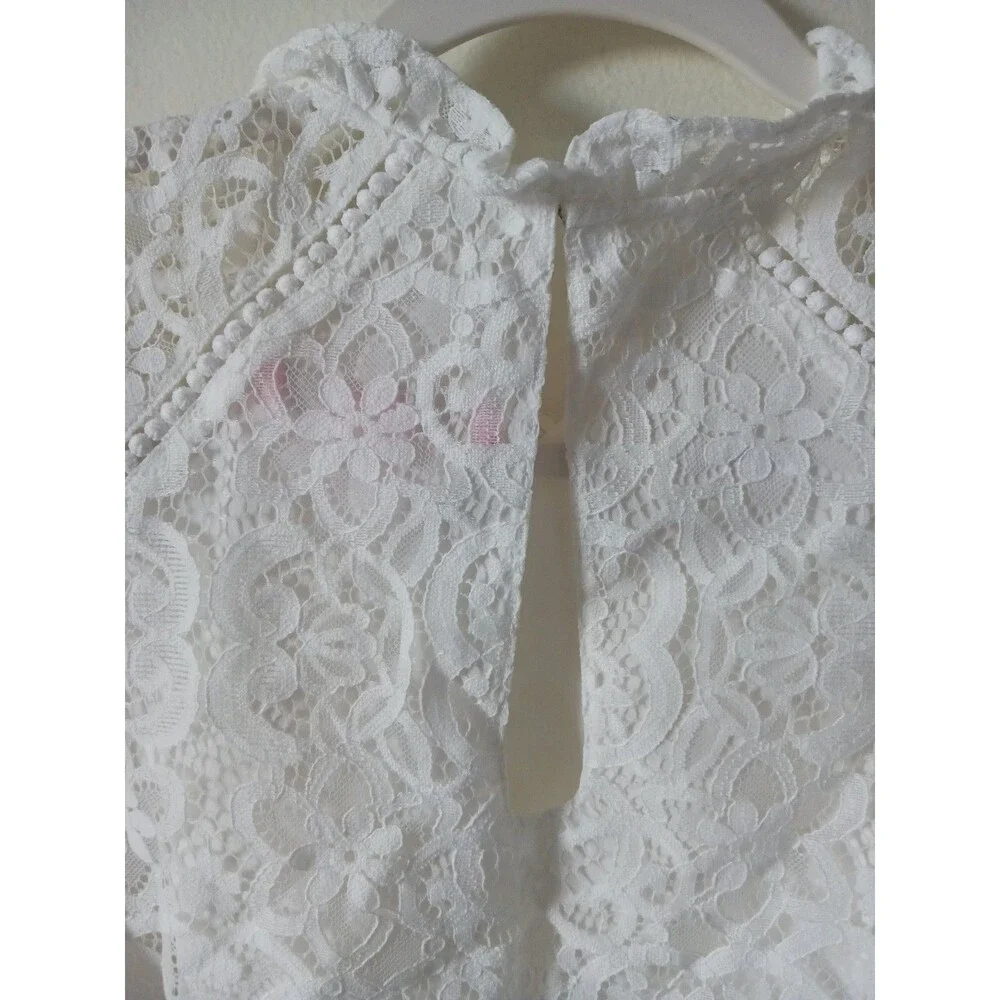 Lilly Pulitzer Womens‎ White Eyelet Lace Top Puff Long Sleeve Size S